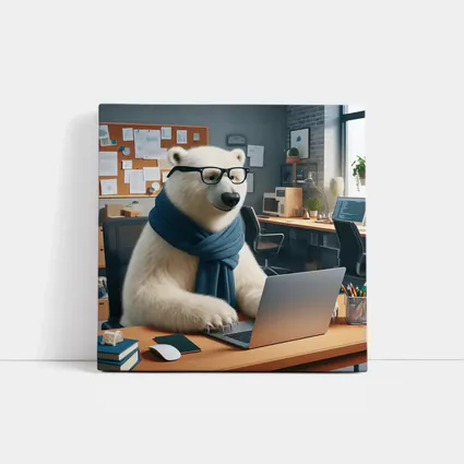 Polar Bear With Glasses Working Office
