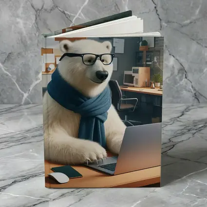 Polar Bear With Glasses Working Office