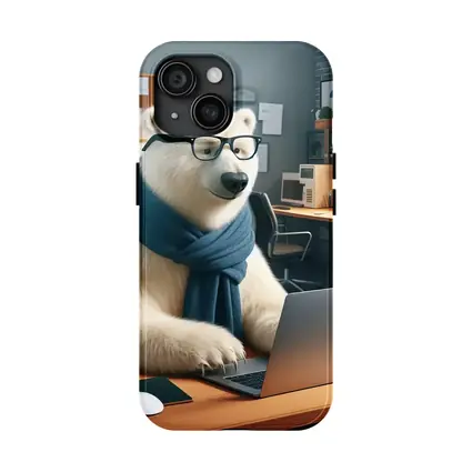 Polar Bear With Glasses Working Office