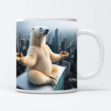 Polar Bear Meditating Yoga City Skyline