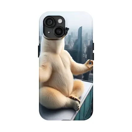 Polar Bear Meditating Yoga City Skyline