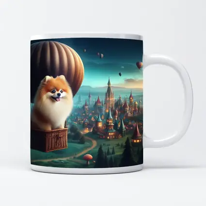 Pomeranian Dog Hot Air Balloon Fantasy City