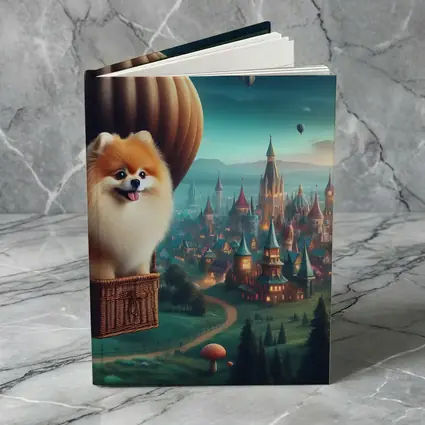 Pomeranian Dog Hot Air Balloon Fantasy City