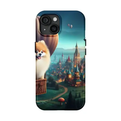 Pomeranian Dog Hot Air Balloon Fantasy City