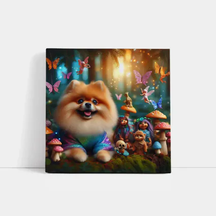 Pomeranian Dog Fantasy Forest Fairy Scene
