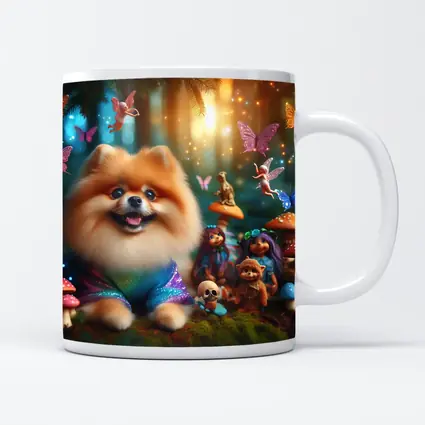 Pomeranian Dog Fantasy Forest Fairy Scene