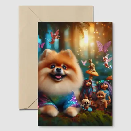 Pomeranian Dog Fantasy Forest Fairy Scene