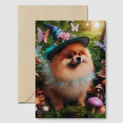 Pomeranian Wizard Hat Magical Forest Fantasy