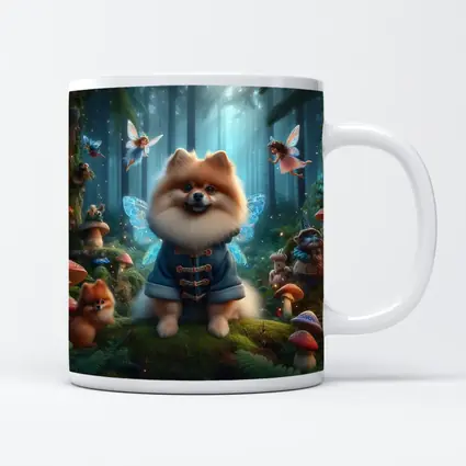 Pomeranian Fairy Wings Enchanted Mushroom Forest