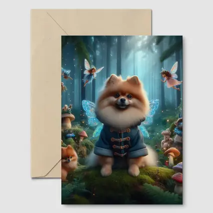 Pomeranian Fairy Wings Enchanted Mushroom Forest