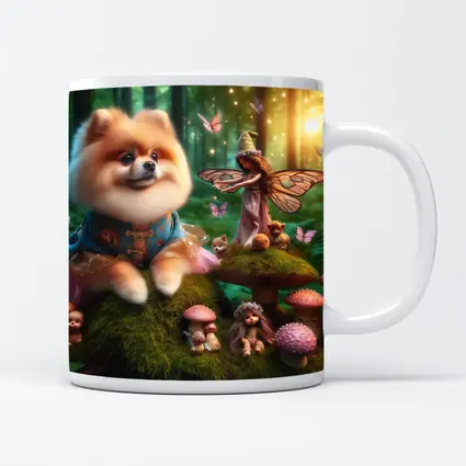 Pomeranian Dog Fairy Forest Fantasy Scene