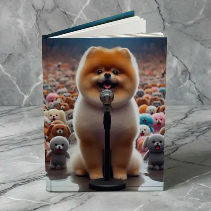 Pomeranian Dog Singing On Stage Concert