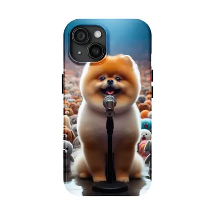 Pomeranian Dog Singing On Stage Concert