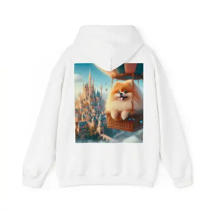 Pomeranian Dog Flying Hot Air Balloon Castle
