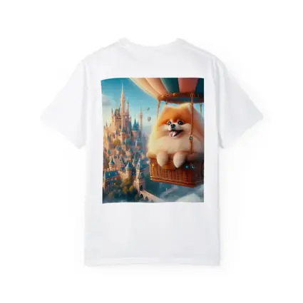 Pomeranian Dog Flying Hot Air Balloon Castle