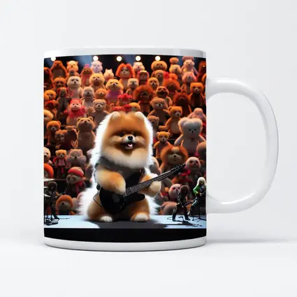 Pomeranian Dog Rocking Guitar On Stage