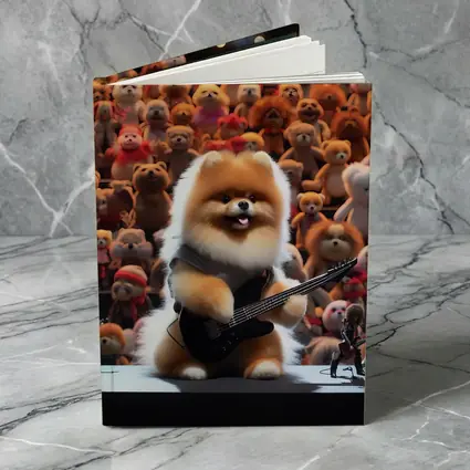 Pomeranian Dog Rocking Guitar On Stage