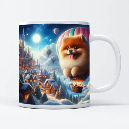 Pomeranian Hot Air Balloon Winter Fantasy Castle