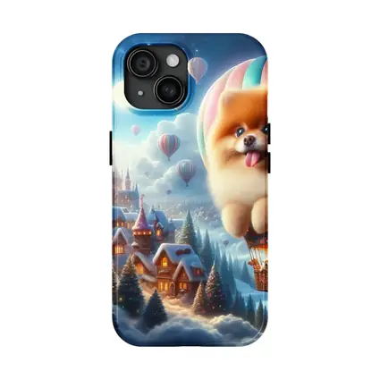 Pomeranian Hot Air Balloon Winter Fantasy Castle