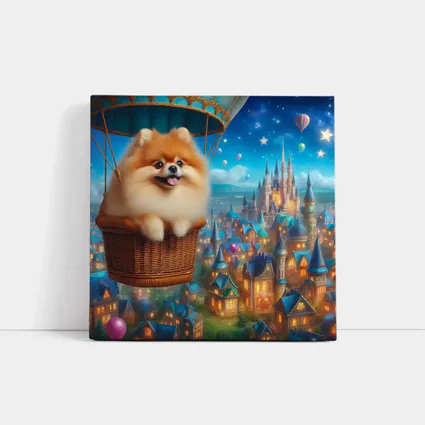Pomeranian Dog Hot Air Balloon Fantasy City