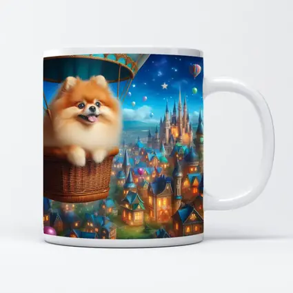 Pomeranian Dog Hot Air Balloon Fantasy City