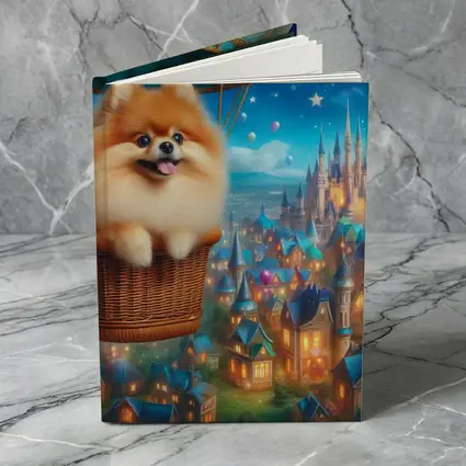 Pomeranian Dog Hot Air Balloon Fantasy City