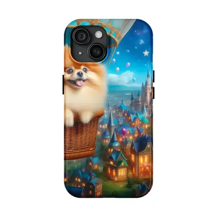 Pomeranian Dog Hot Air Balloon Fantasy City