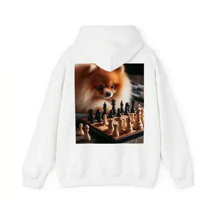 Pomeranian Dog Playing Chess on Wood