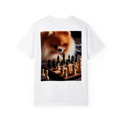 Pomeranian Dog Playing Chess on Wood