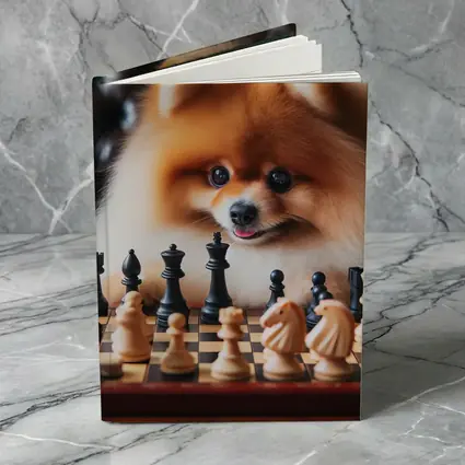 Pomeranian Dog Playing Chess Board Game
