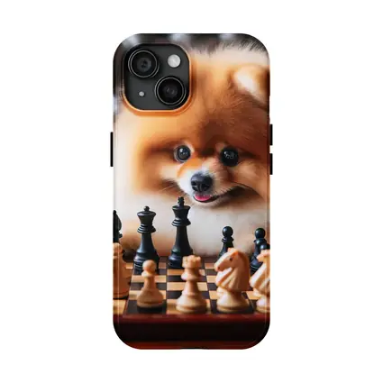 Pomeranian Dog Playing Chess Board Game