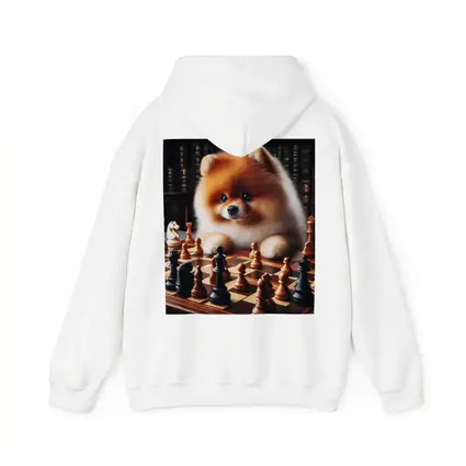 Pomeranian Dog Playing Chess Library Background