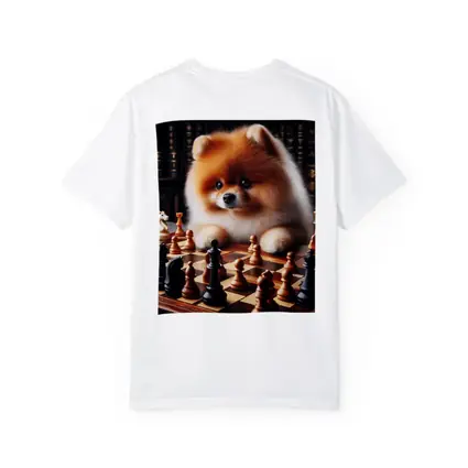 Pomeranian Dog Playing Chess Library Background