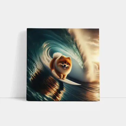 Pomeranian Surfing Barrel Wave Ocean