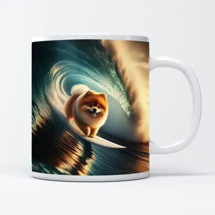 Pomeranian Surfing Barrel Wave Ocean