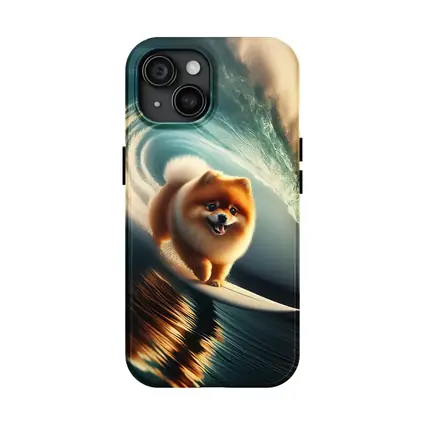 Pomeranian Surfing Barrel Wave Ocean
