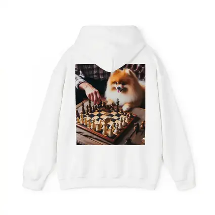 Pomeranian Dog Playing Chess With Man