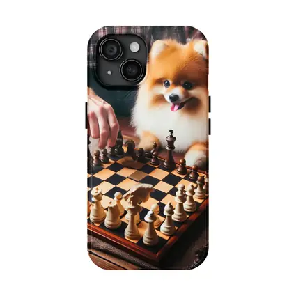 Pomeranian Dog Playing Chess With Man