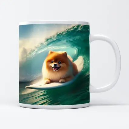 Pomeranian Surfing Ocean Wave Tube