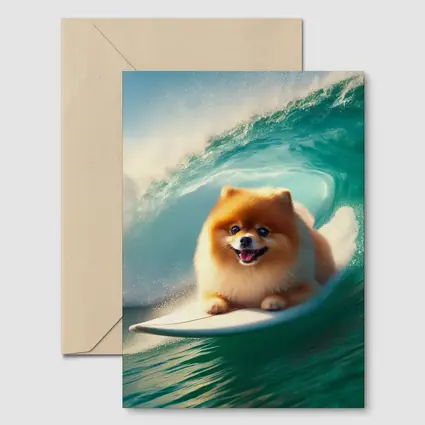 Pomeranian Surfing Ocean Wave Tube