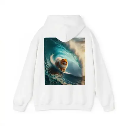 Pomeranian Surfing Massive Ocean Wave