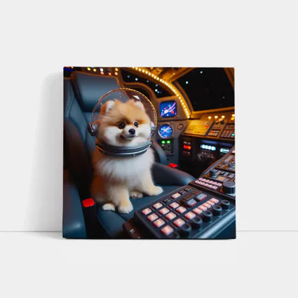 Pomeranian Astronaut Dog Space Cockpit