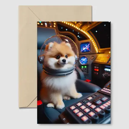 Pomeranian Astronaut Dog Space Cockpit
