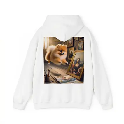 Pomeranian Dog Flying Art Gallery Scene