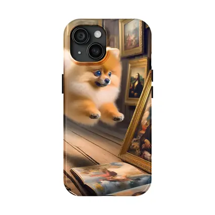 Pomeranian Dog Flying Art Gallery Scene