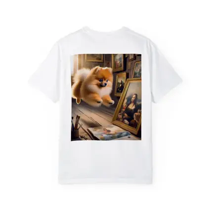 Pomeranian Dog Flying Art Gallery Scene