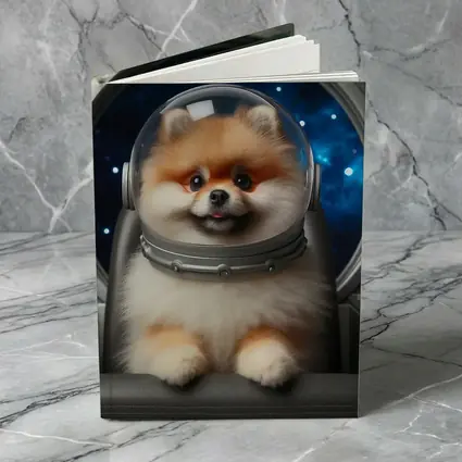 Pomeranian Astronaut Dog in Space Cockpit