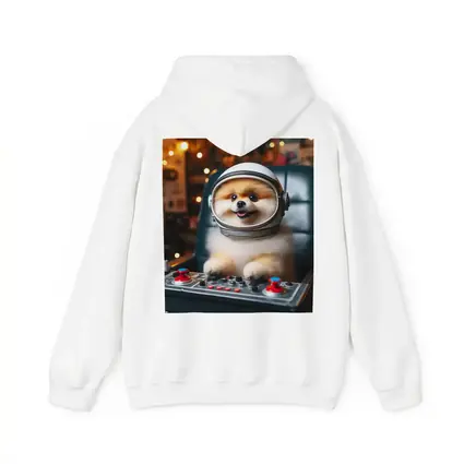 Pomeranian Astronaut Dog at Space Controls