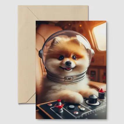 Pomeranian Astronaut Pilot Spaceship Cockpit