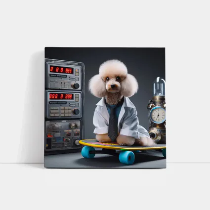 Poodle Scientist Wearing Lab Coat Skateboard